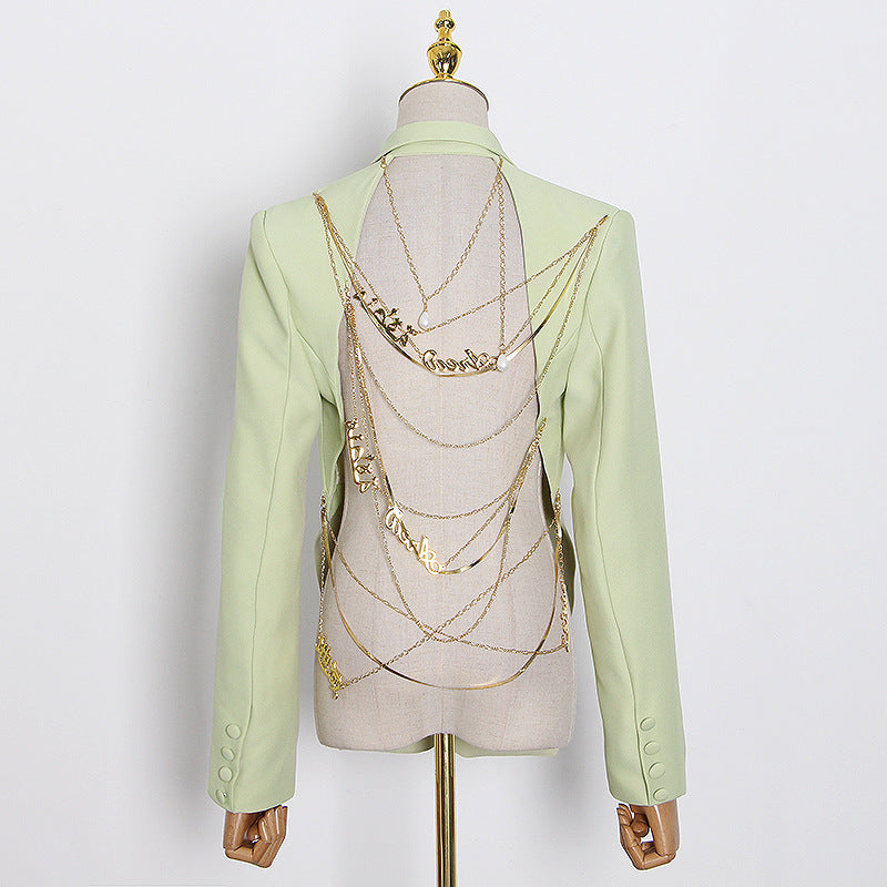 Sexy big backless chain blazer