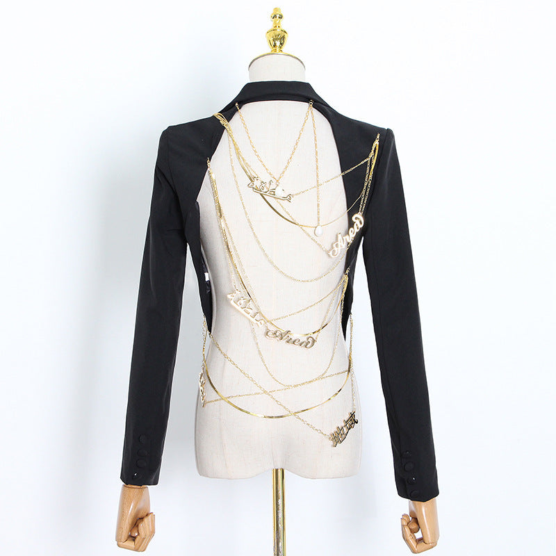 Sexy big backless chain blazer