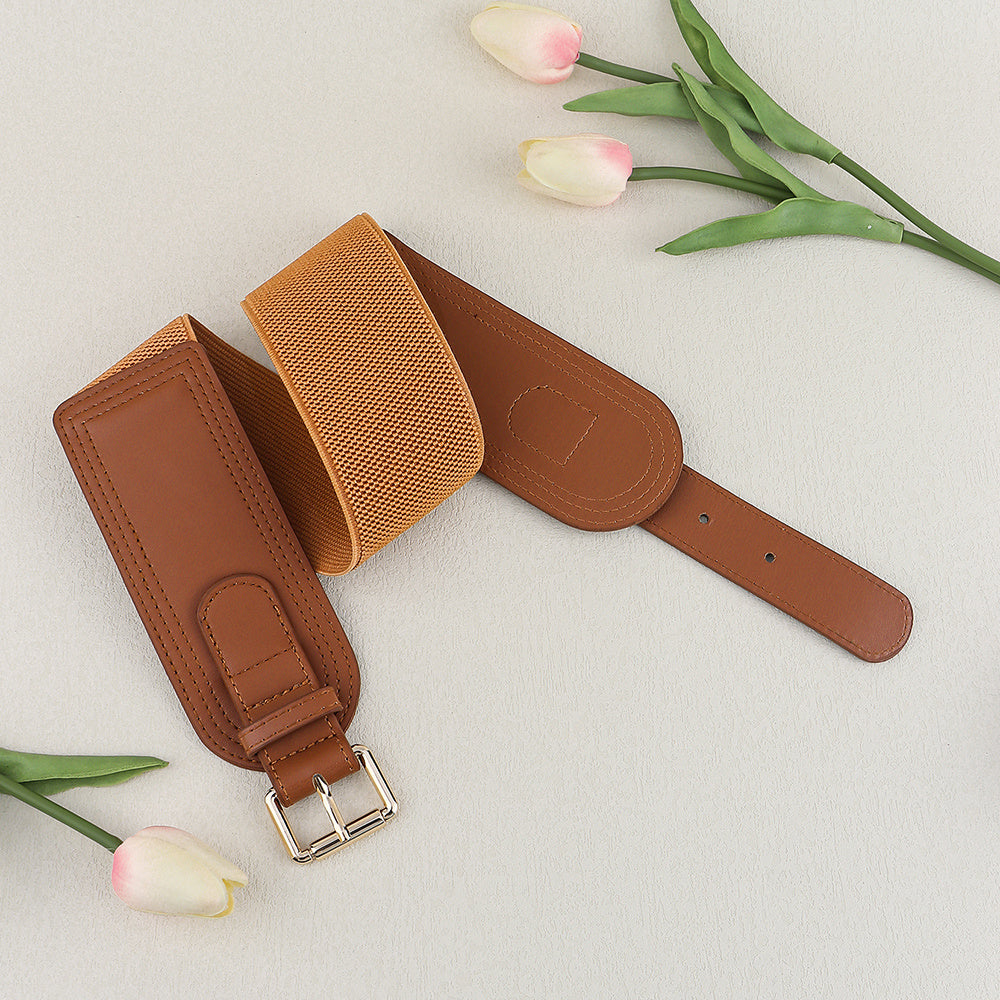 Ladies Elastic Wide Belt Elastic Needle Buckle Waist Cover Commuter Blazer Fall And Winter Accessories