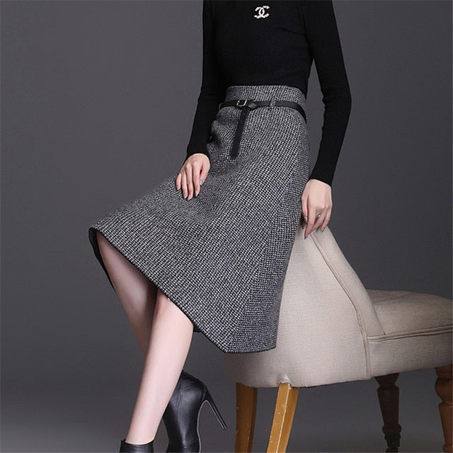 Retro irregular a-line skirt bag hip skirt