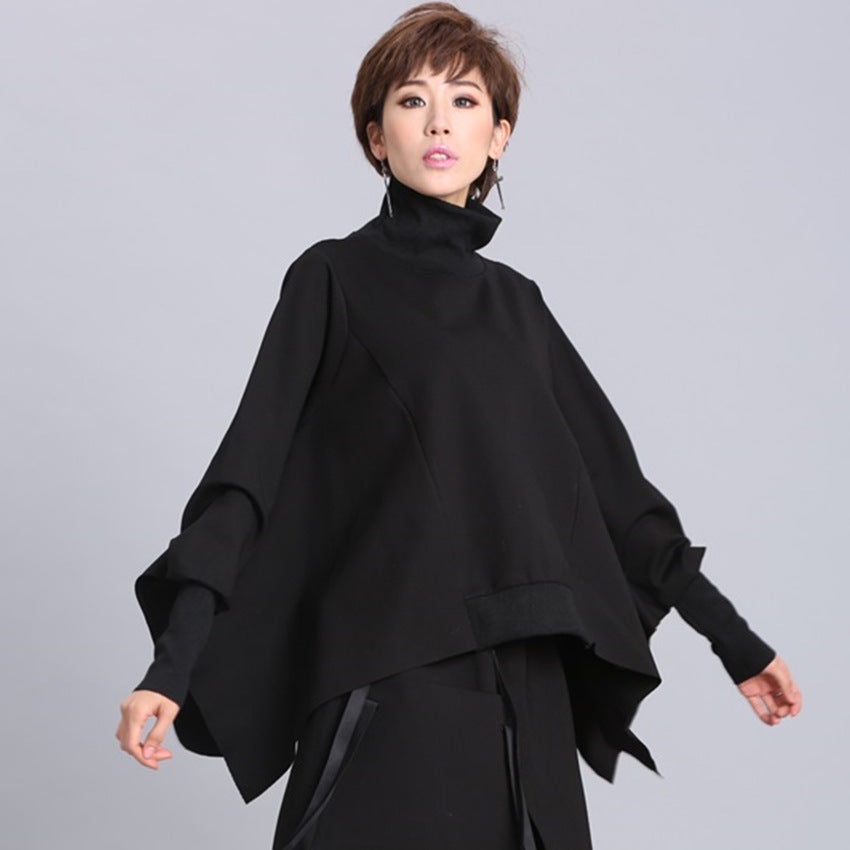 Street bat shirt irregular long sleeve pullover loose coat sweater women