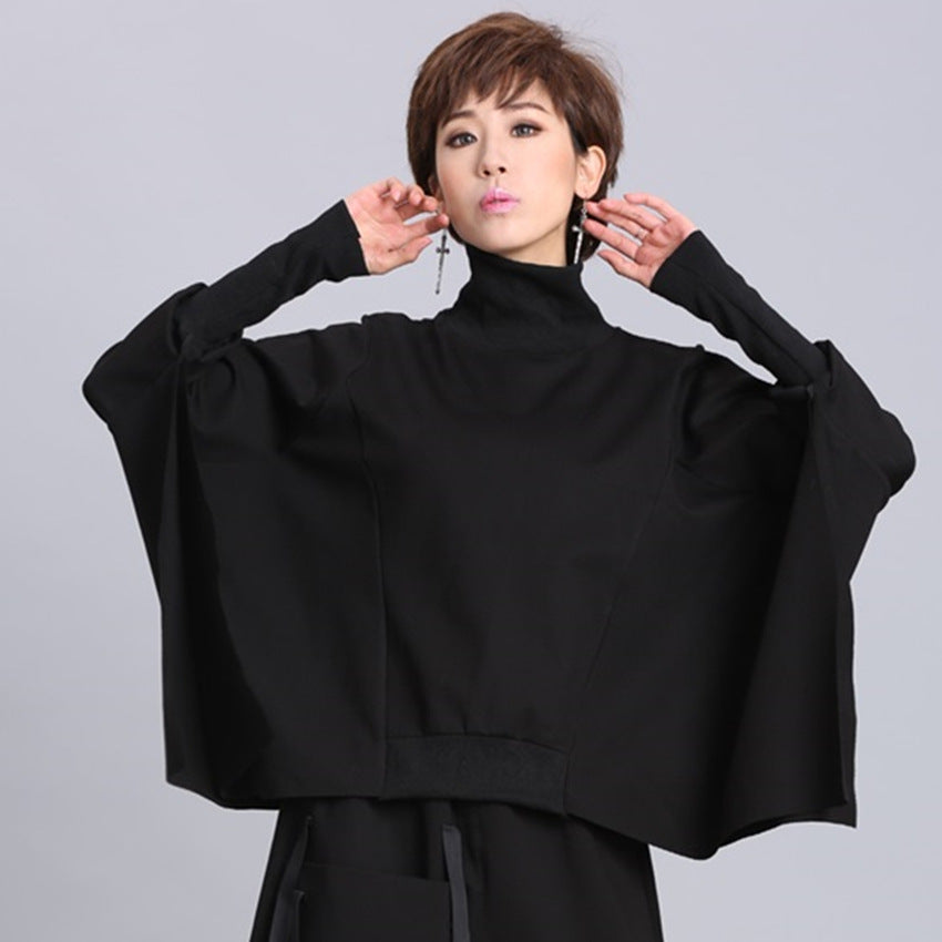 Street bat shirt irregular long sleeve pullover loose coat sweater women