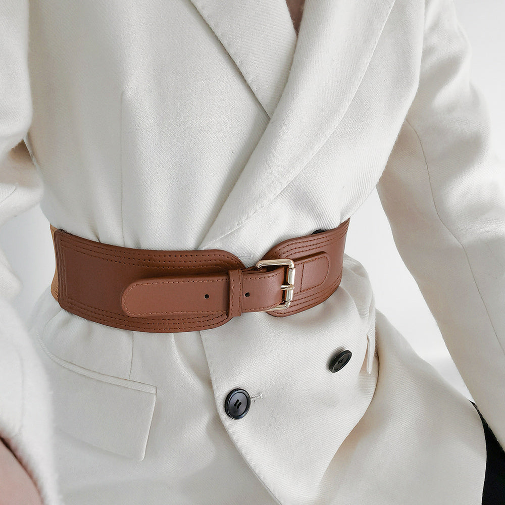 Ladies Elastic Wide Belt Elastic Needle Buckle Waist Cover Commuter Blazer Fall And Winter Accessories