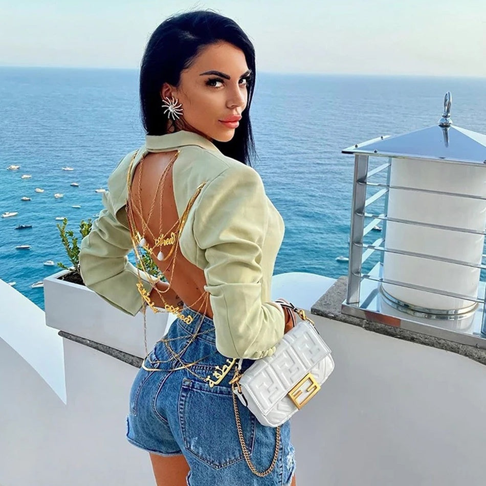 Sexy big backless chain blazer
