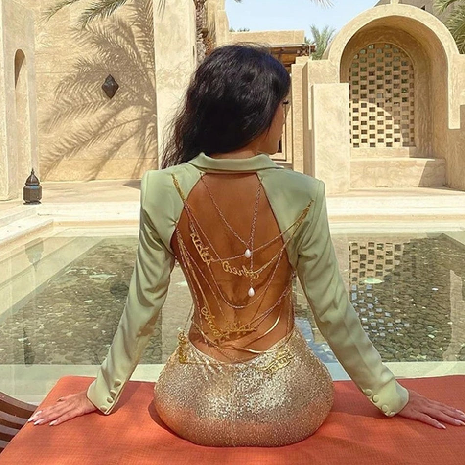 Sexy big backless chain blazer