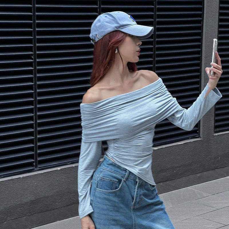 Fashion Casual Temperament Wild Off-the-shoulder Irregular Woman