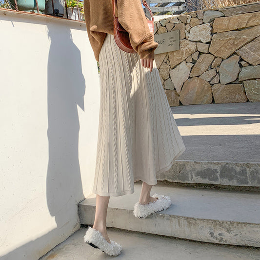 Knitted Skirt Mid Length Winter With Sweater Skirt Autumn Winter Long Skirt Versatile Winter Skirt