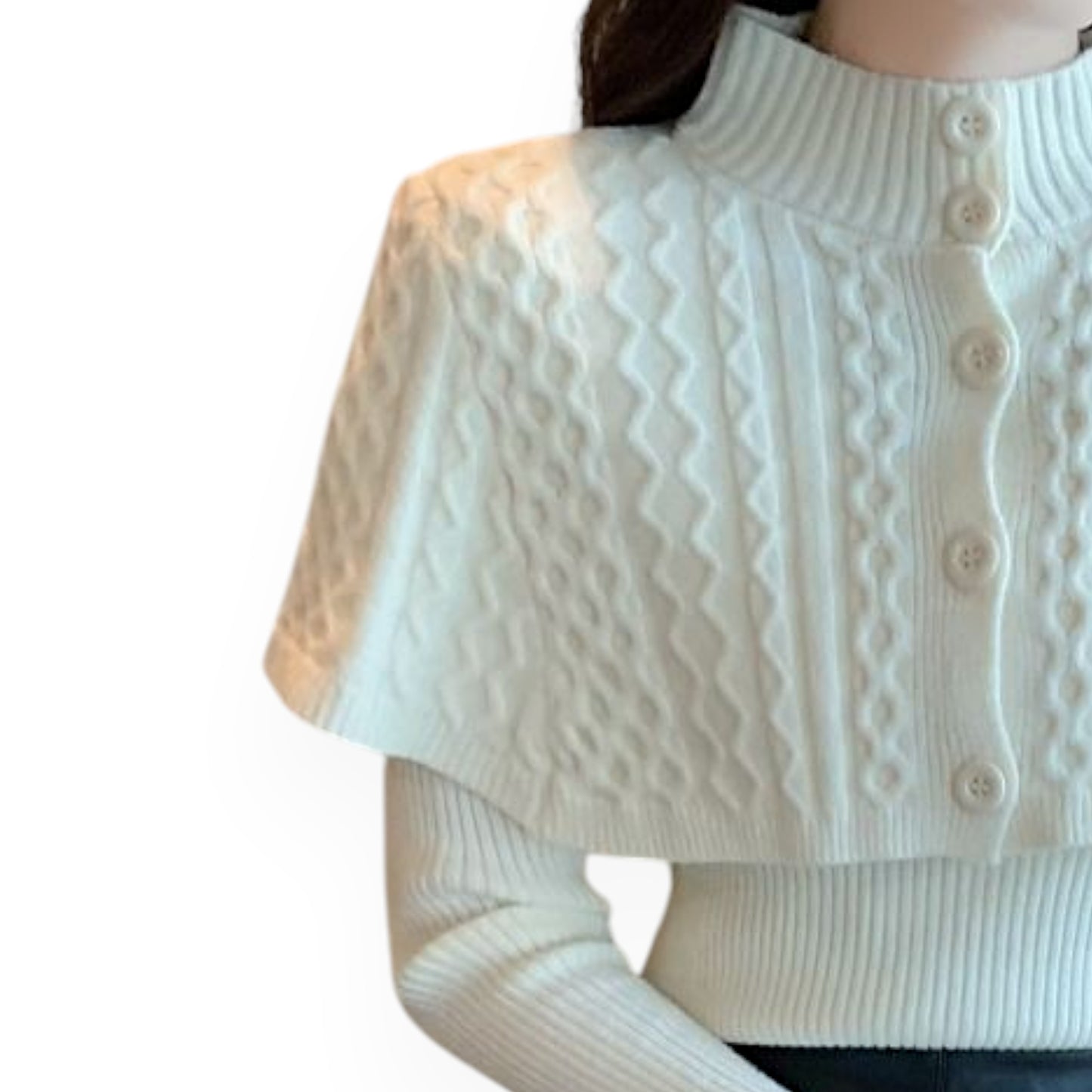 Women's Half Turtleneck Western Style Cable-knit Sweater Top