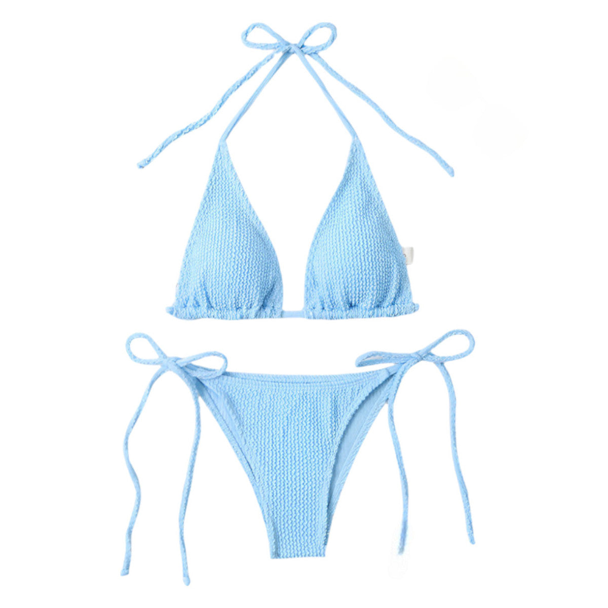 Sexy Halter Bikini for Women – Ribbed High Waist Two Piece Tie Side Swimsuit