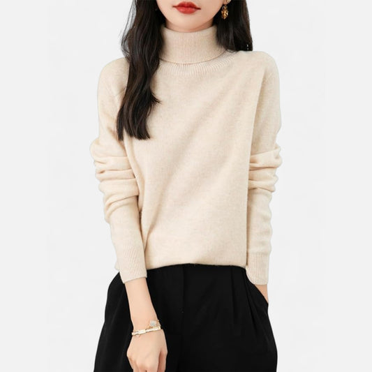 Women’s Wool Pullover Sweater – Classic Round Neck Long Sleeve Knitwear