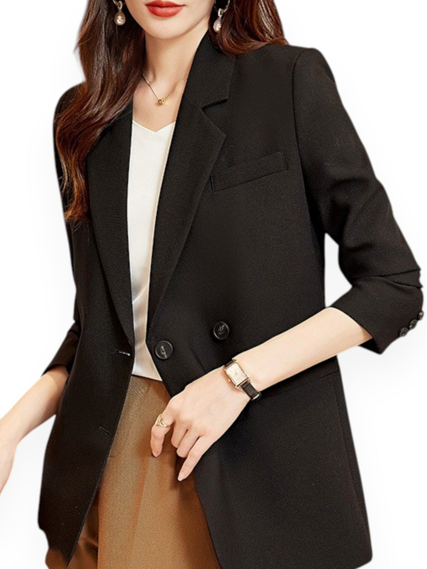 Fashionable Women’s Solid Color Blazer – Elegant Minimalist Jacket