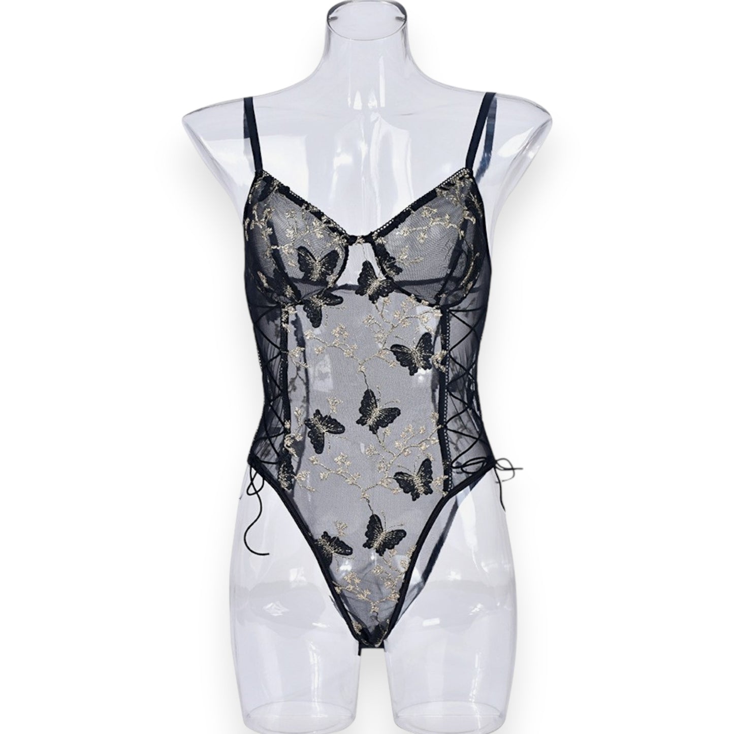 Butterfly Lace Bodysuit – Elegant Short Sleeve Women’s Pullover