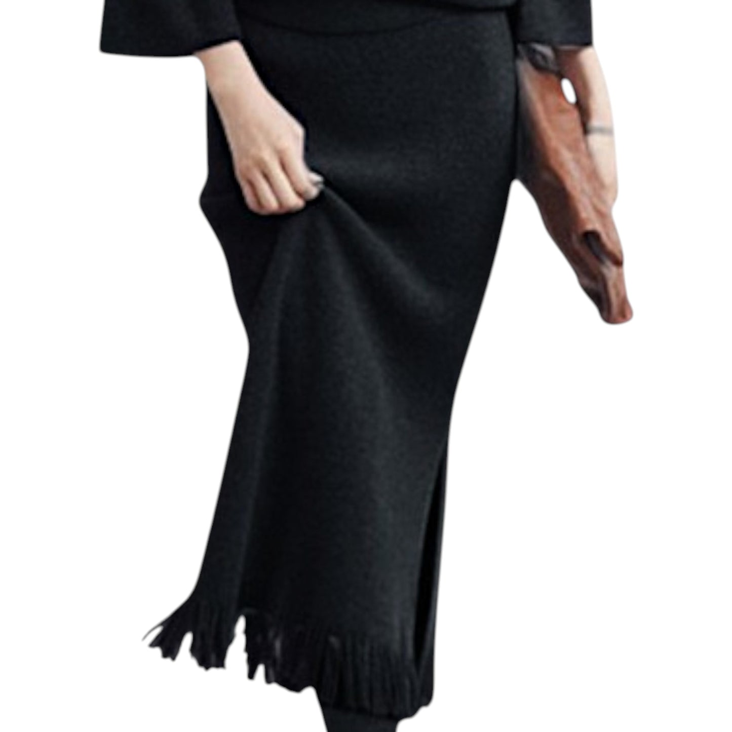 Women’s Knit Sweater & Long Skirt Set – Two-Piece Polyester Outfit for Office & Casual Wear
