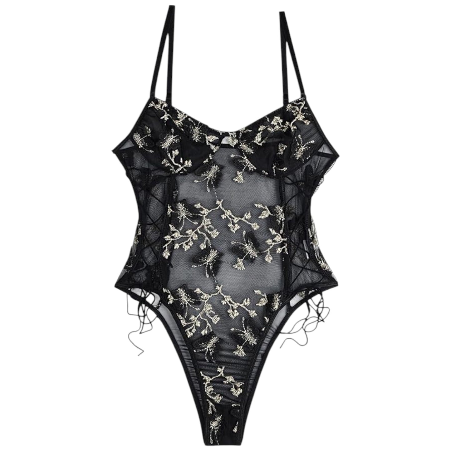 Butterfly Lace Bodysuit – Elegant Short Sleeve Women’s Pullover
