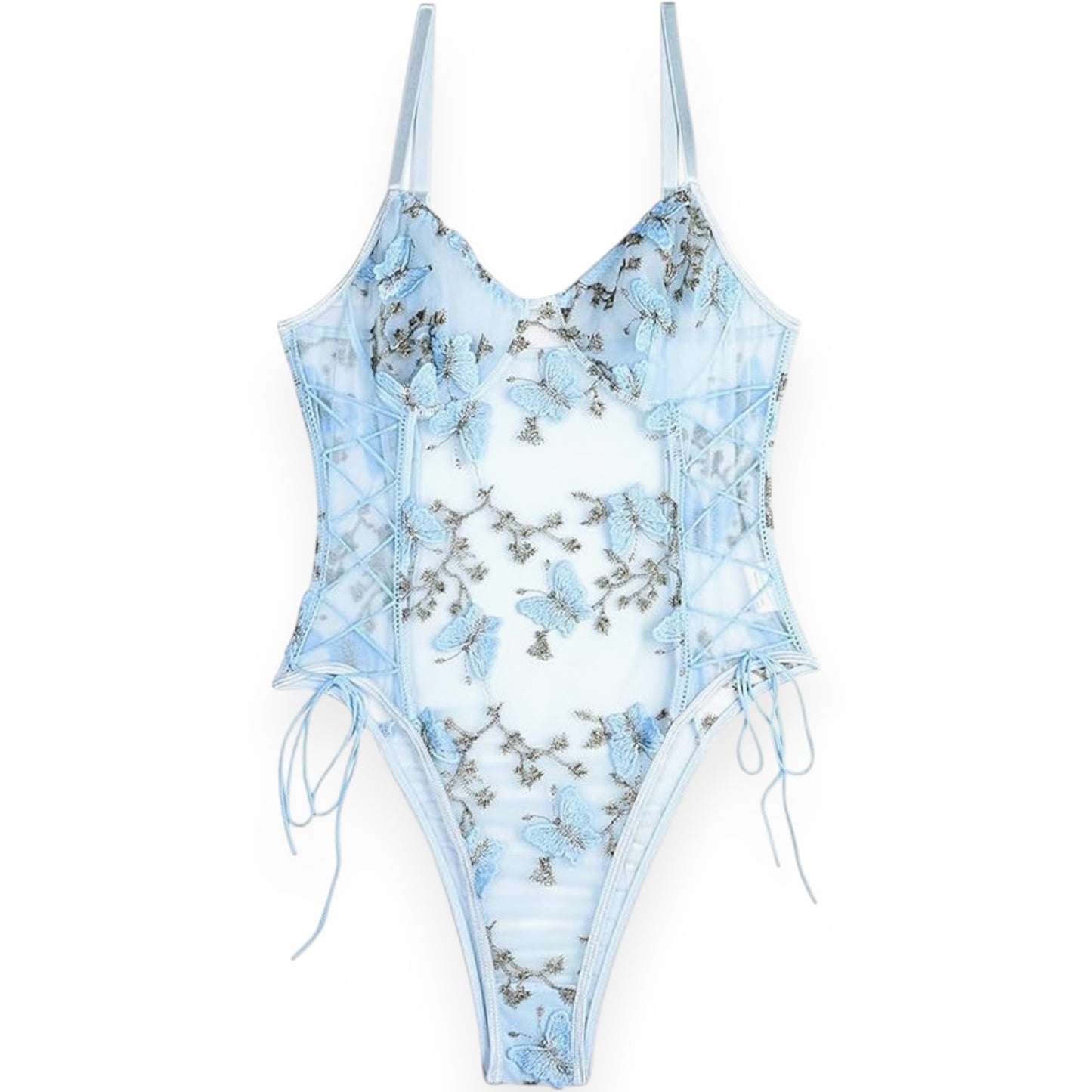 Butterfly Lace Bodysuit – Elegant Short Sleeve Women’s Pullover