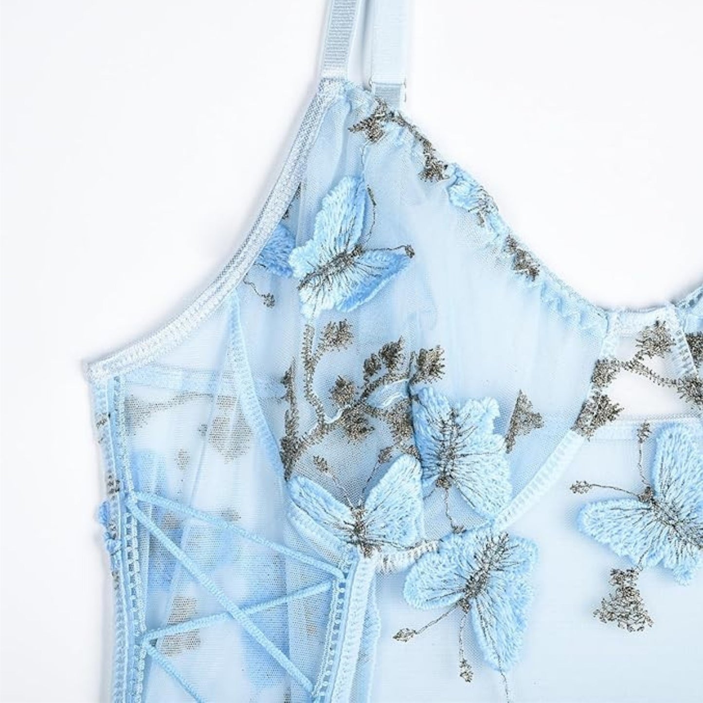 Butterfly Lace Bodysuit – Elegant Short Sleeve Women’s Pullover