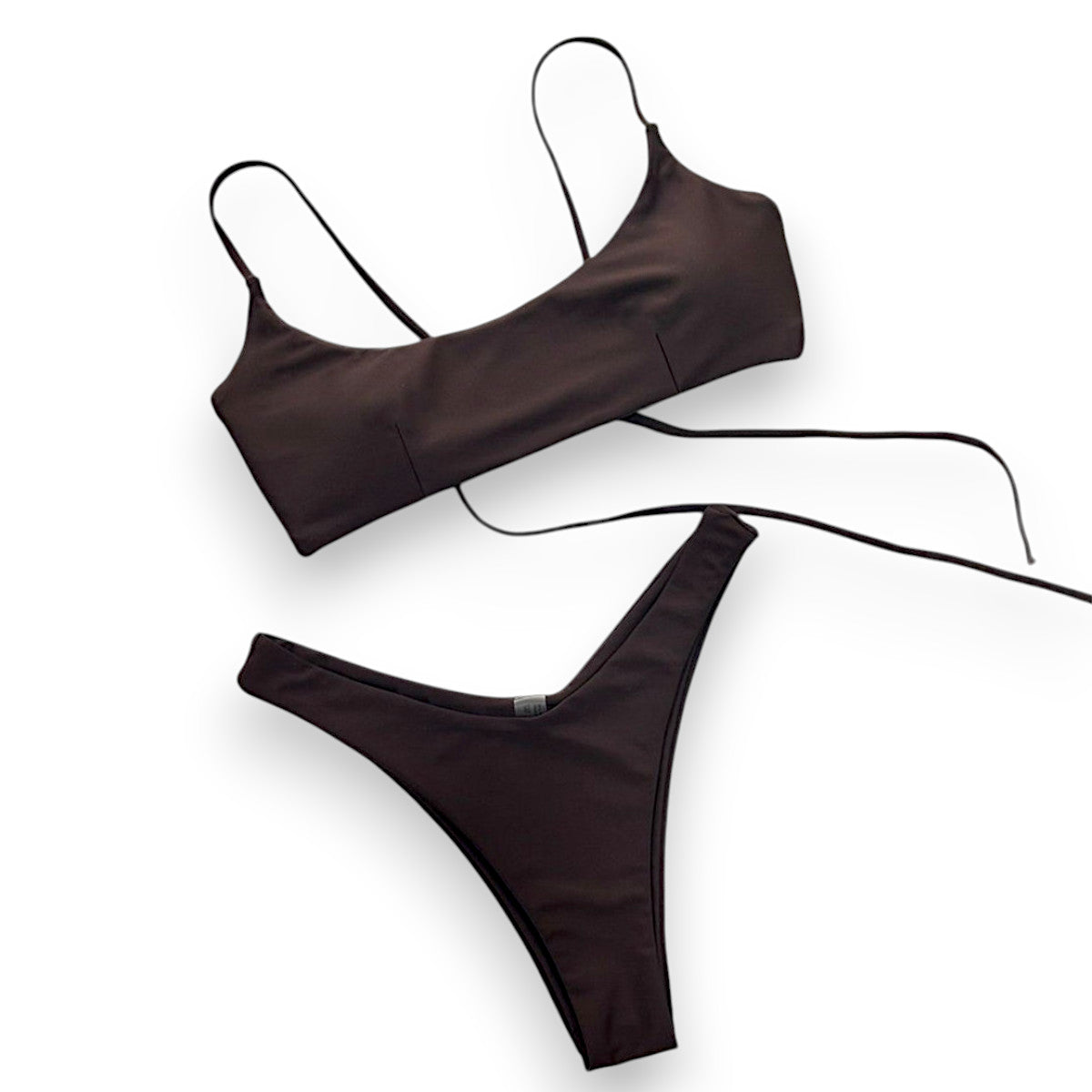 Women Sexy Triangle Bikini Set – Ruched Halter Top & Brazilian Cheeky Thong Two Piece Swimsuit