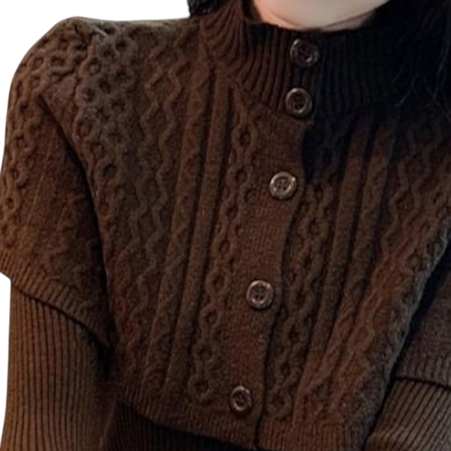 Women's Half Turtleneck Western Style Cable-knit Sweater Top