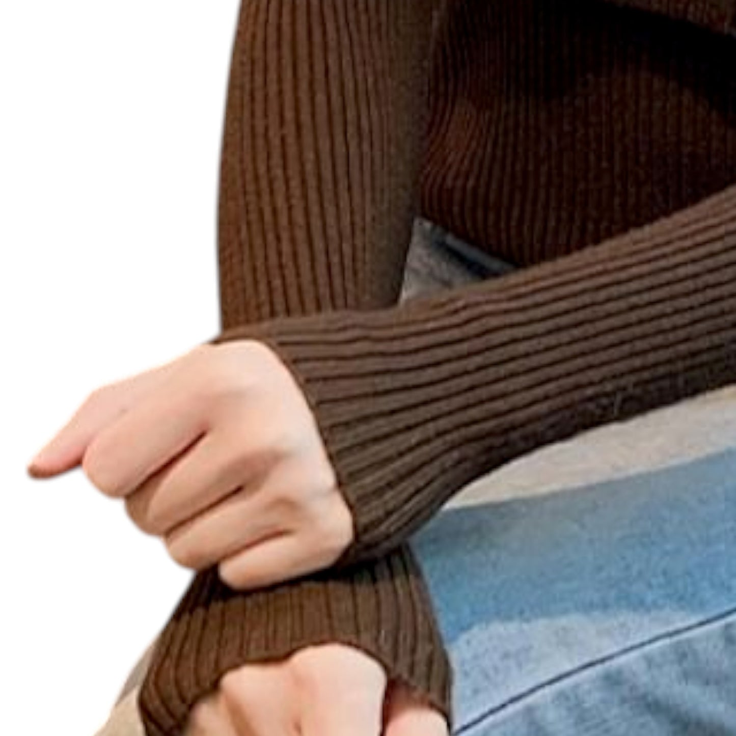 Women's Half Turtleneck Western Style Cable-knit Sweater Top