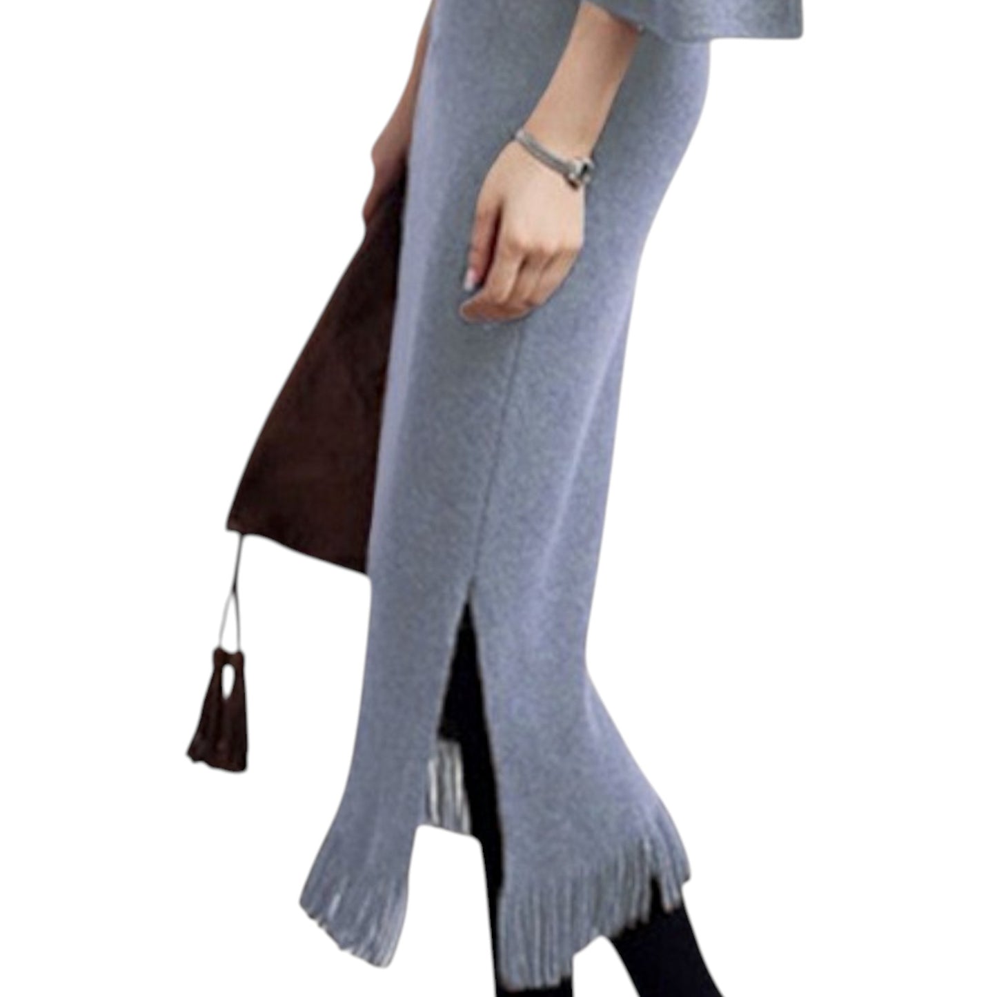 Women’s Knit Sweater & Long Skirt Set – Two-Piece Polyester Outfit for Office & Casual Wear