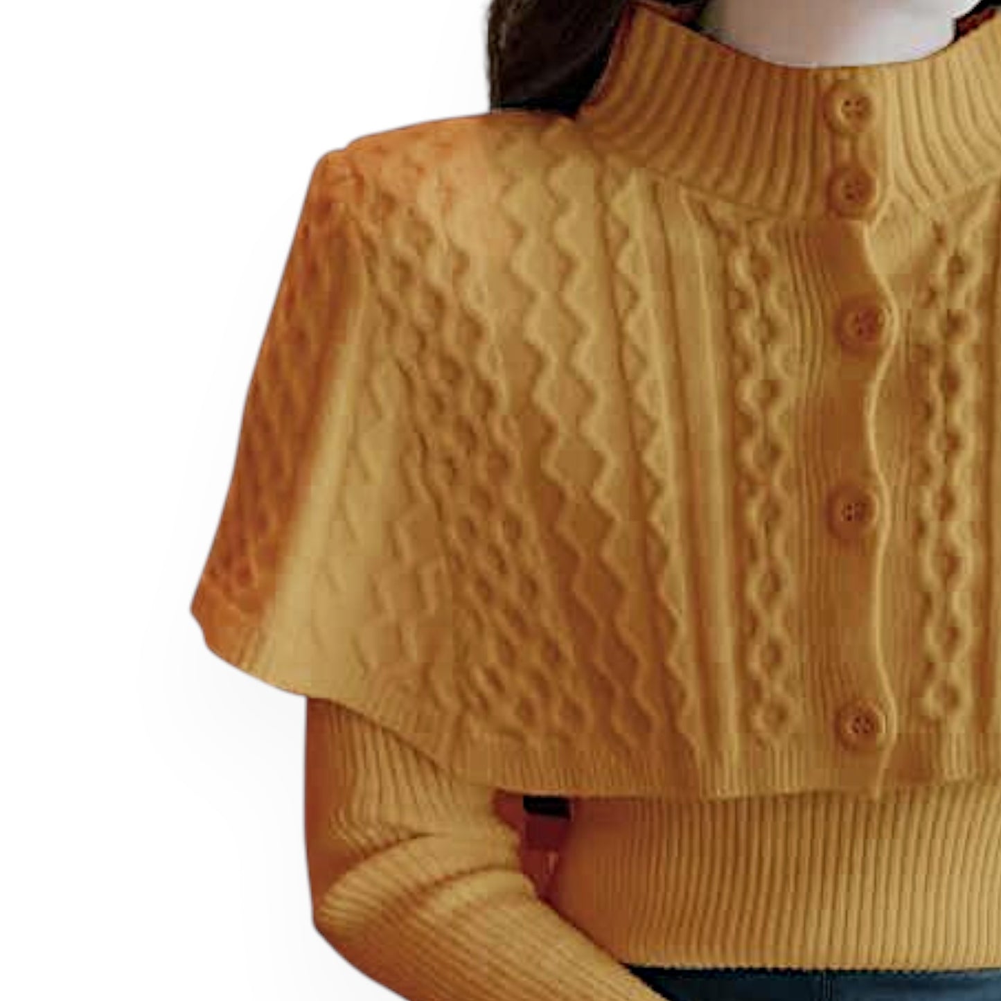 Women's Half Turtleneck Western Style Cable-knit Sweater Top