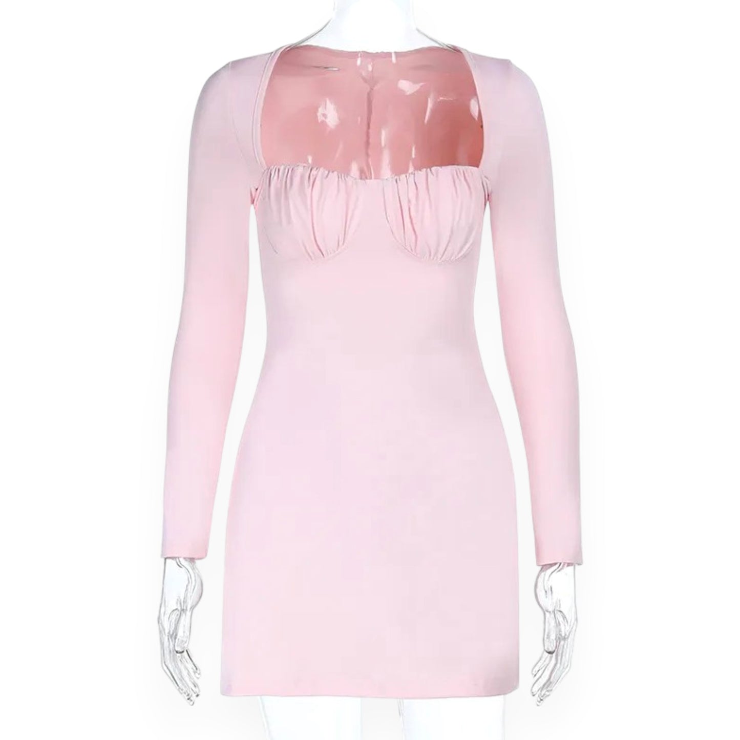 High Waist Pink Streetwear Mini Dress – Splicing Bodycon Design