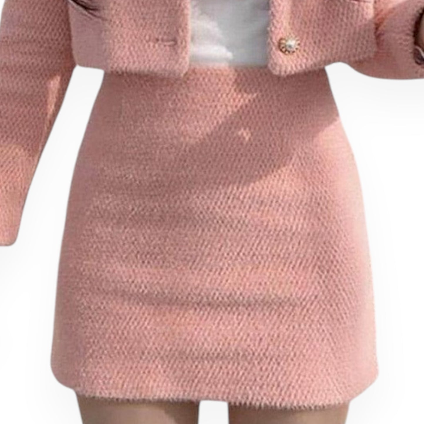 Korean Style Sweet Velvet Blazer & Mini Skirt Set – Long Sleeve Two-Piece Outfit