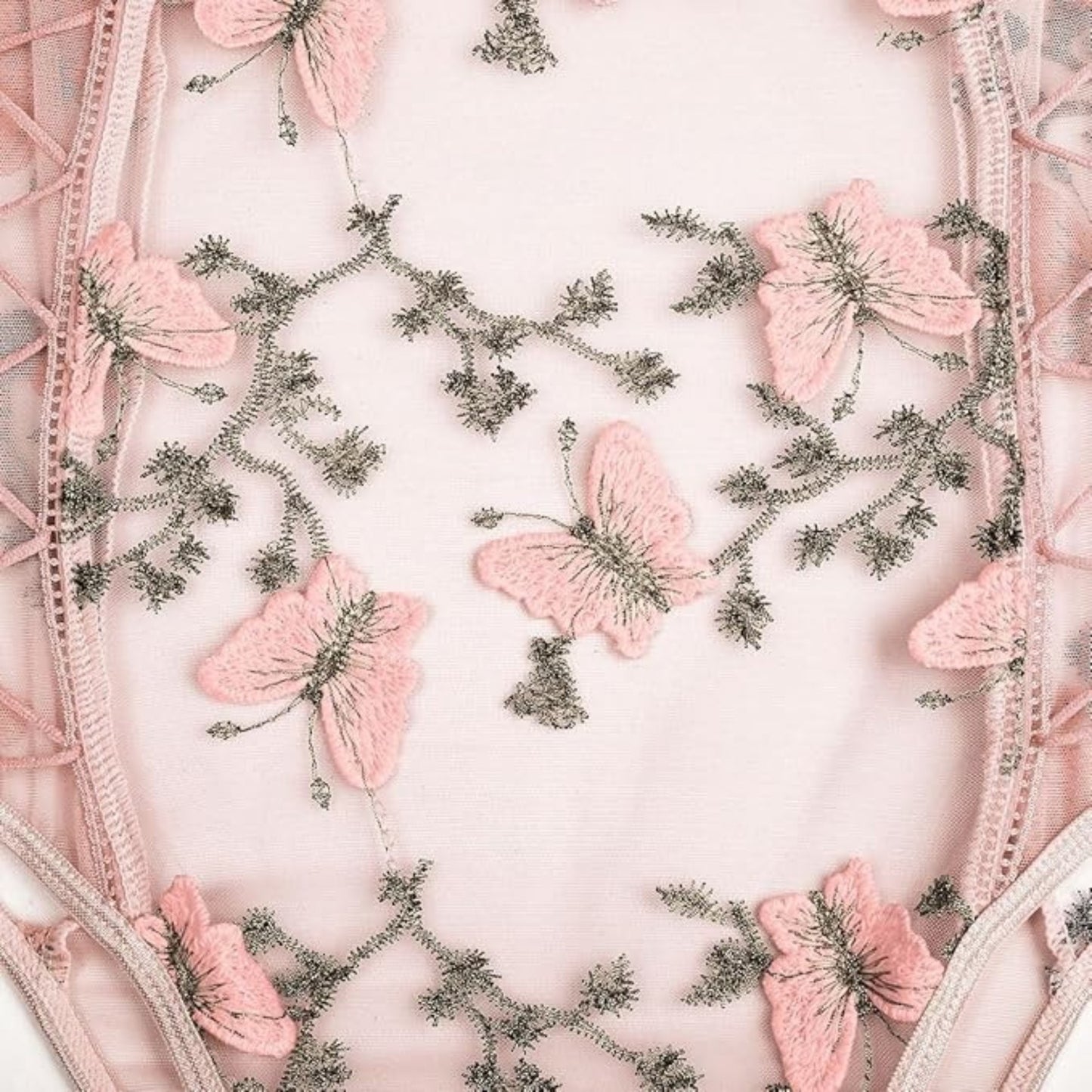 Butterfly Lace Bodysuit – Elegant Short Sleeve Women’s Pullover