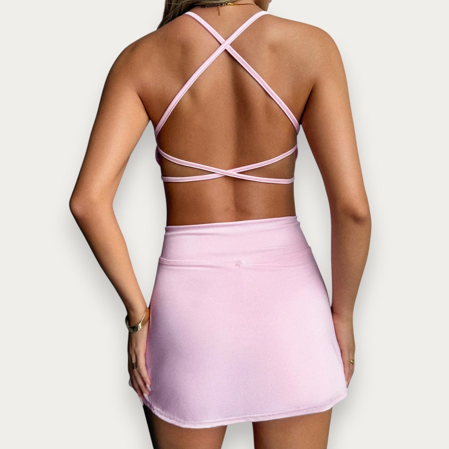 Chic Pink Sleeveless Tank Top & Short Skirt Set – Casual Summer Outfit for Daily Wear