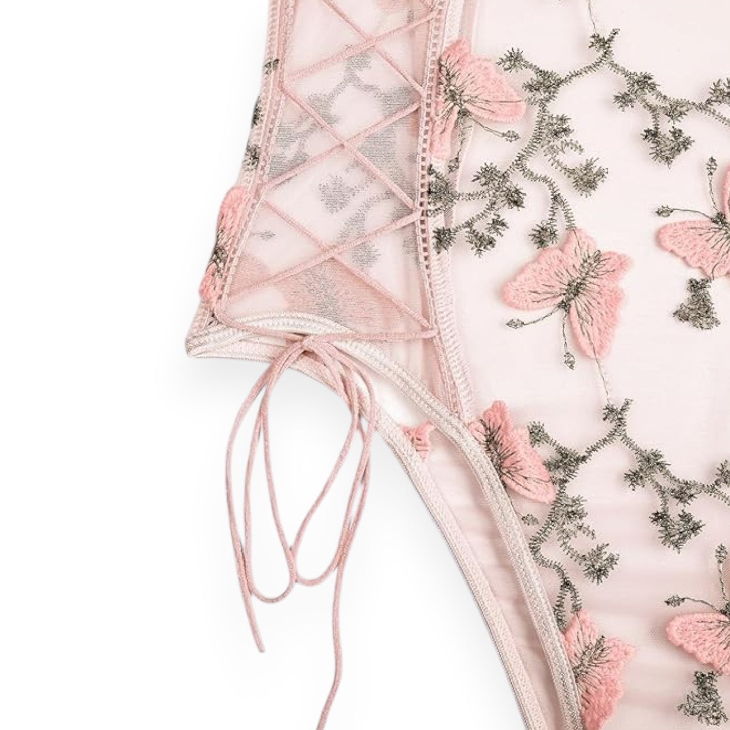 Butterfly Lace Bodysuit – Elegant Short Sleeve Women’s Pullover