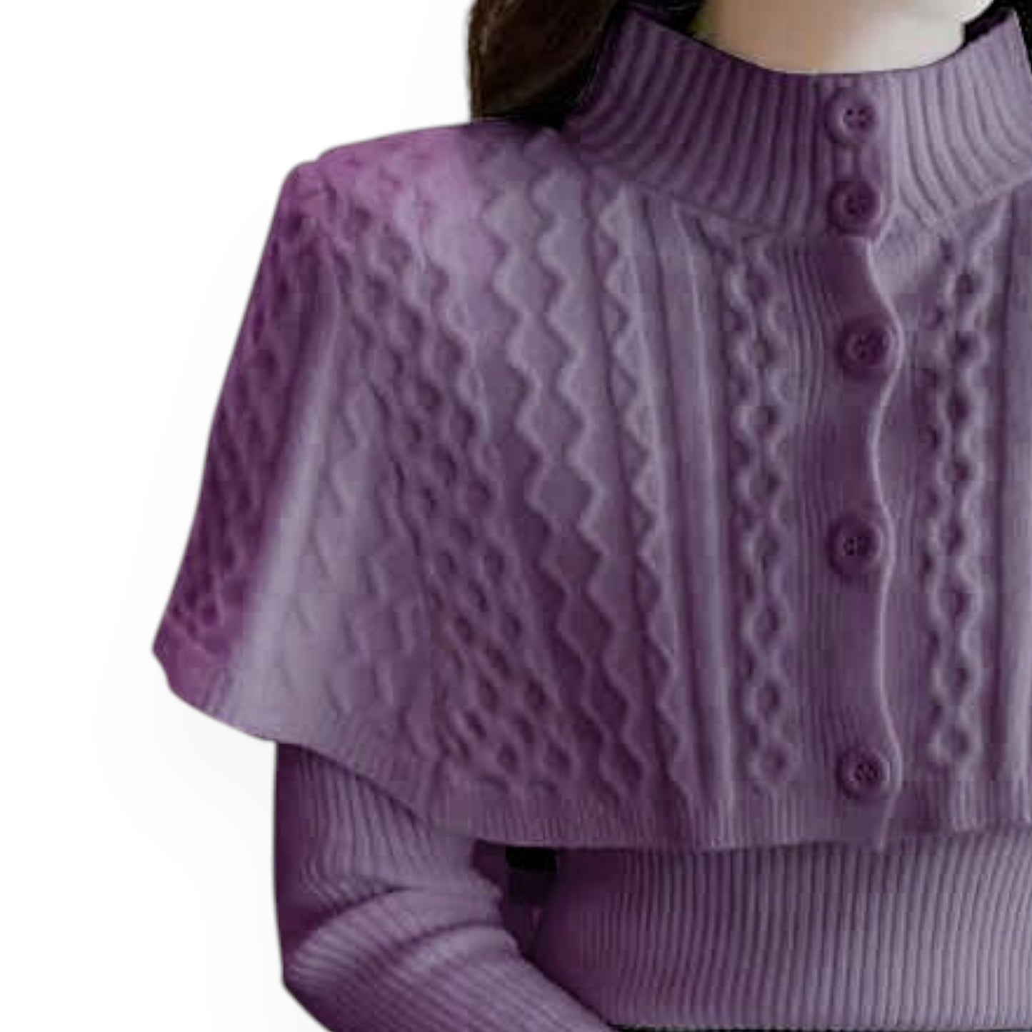 Women's Half Turtleneck Western Style Cable-knit Sweater Top