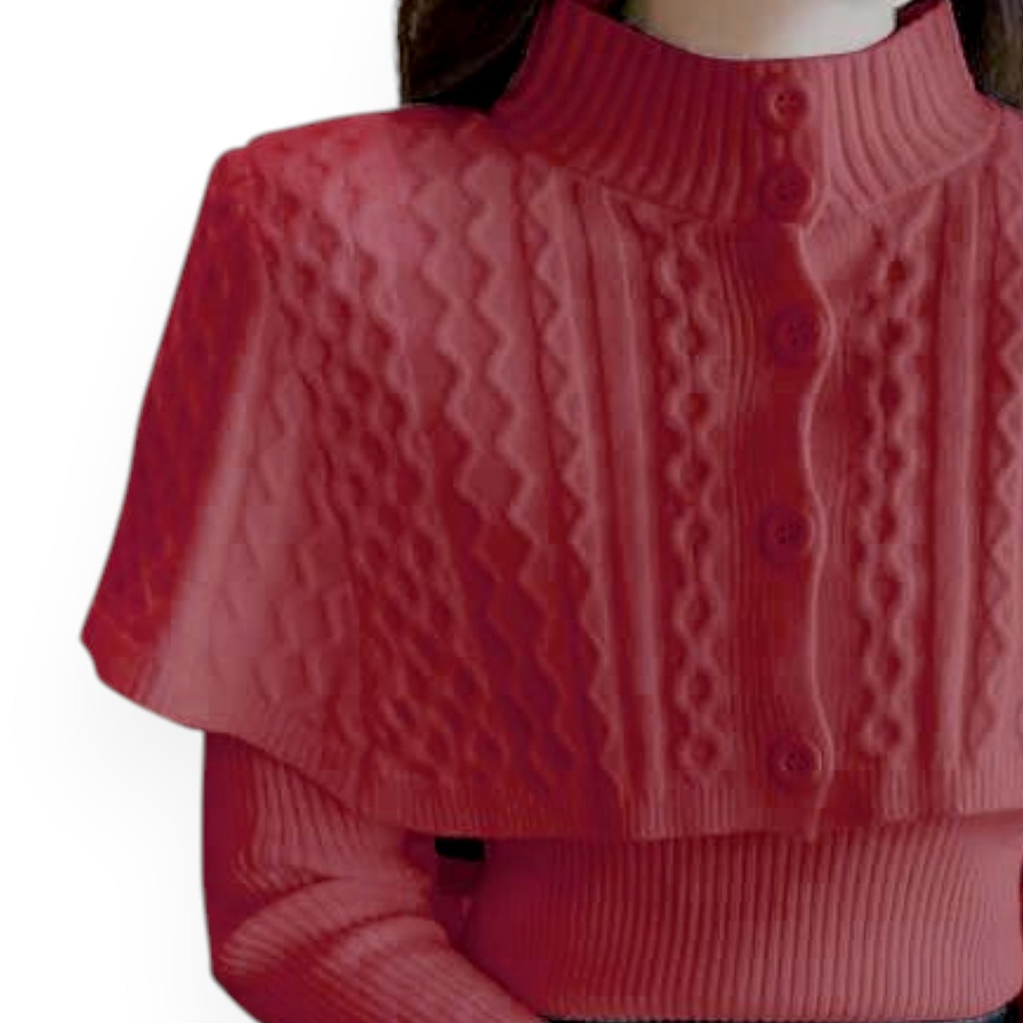 Women's Half Turtleneck Western Style Cable-knit Sweater Top