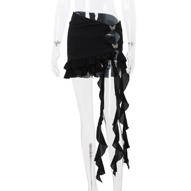 Mesh Butterfly Decorative Hollow Sheath Skirt