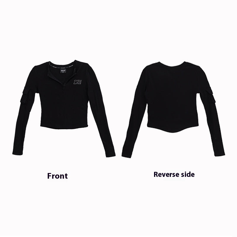 Black Asymmetric Stitching Sports Pants Long-sleeved Top