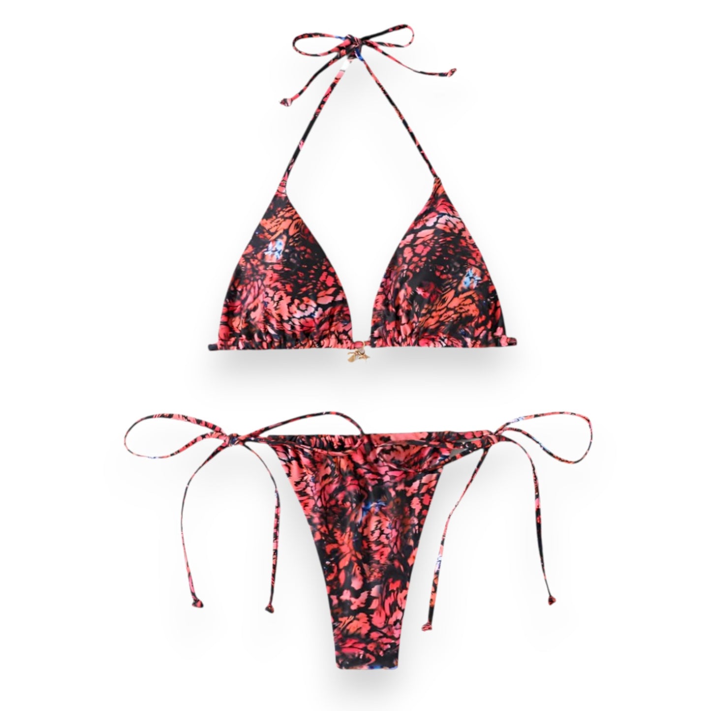 Women's Halter Bikini Top with Tie Side Thong – Sexy Triangle Two Piece Swimsuit