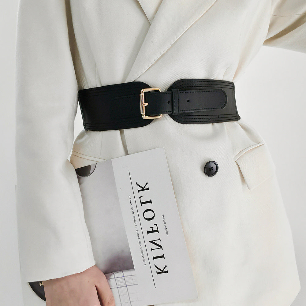 Ladies Elastic Wide Belt Elastic Needle Buckle Waist Cover Commuter Blazer Fall And Winter Accessories