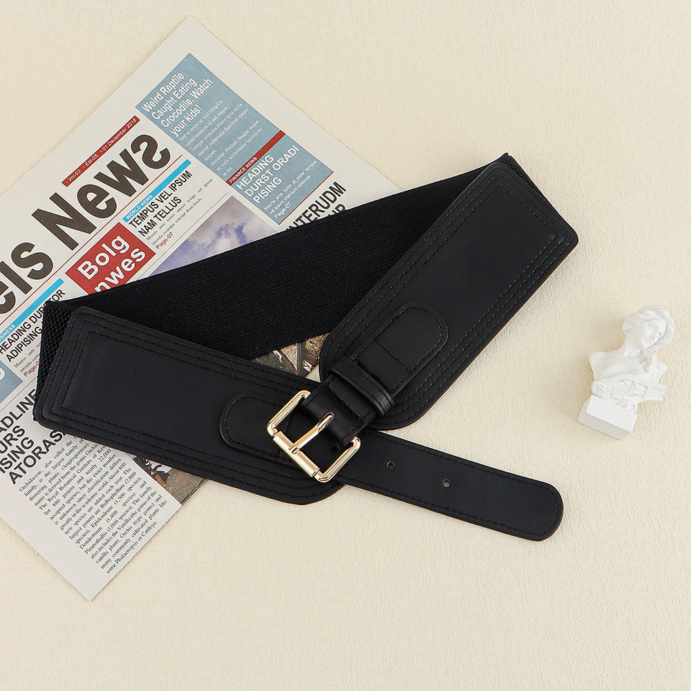 Ladies Elastic Wide Belt Elastic Needle Buckle Waist Cover Commuter Blazer Fall And Winter Accessories