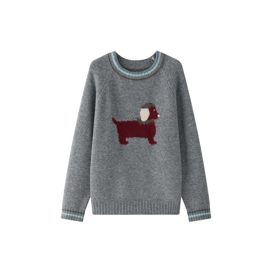 Younger Dog Pattern Wool Sweater