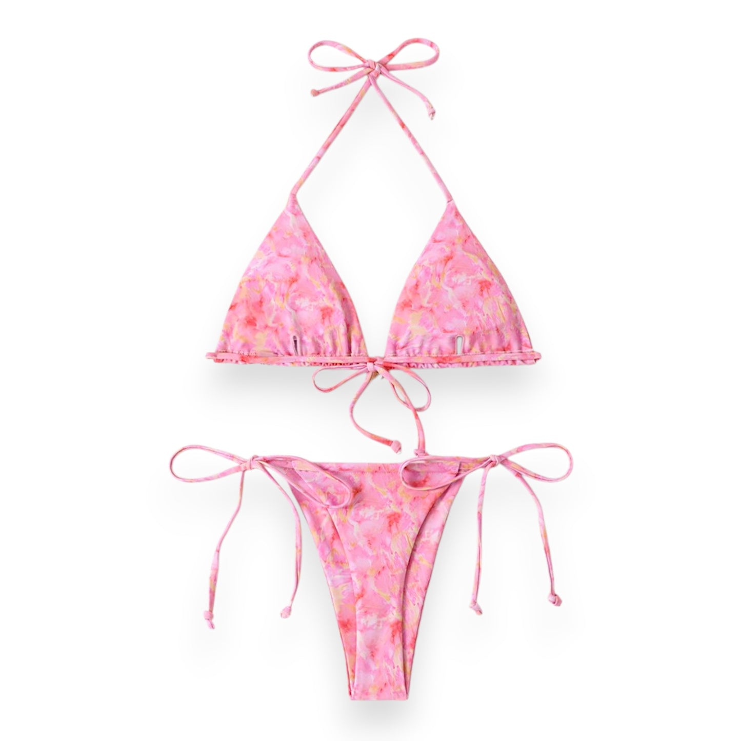 Women's Halter Bikini Top with Tie Side Thong – Sexy Triangle Two Piece Swimsuit