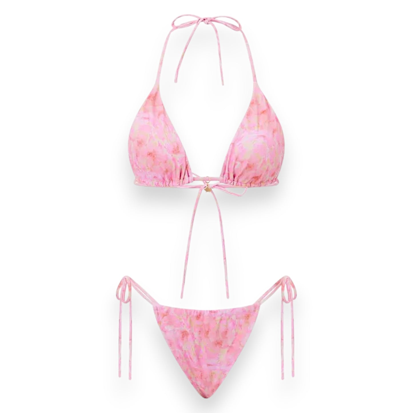Women's Halter Bikini Top with Tie Side Thong – Sexy Triangle Two Piece Swimsuit