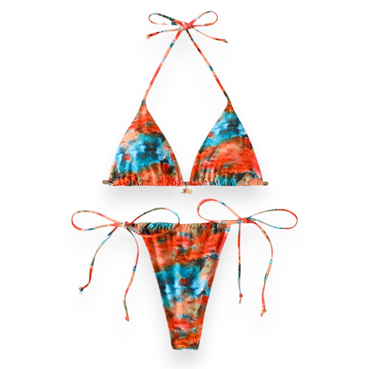 Women's Halter Bikini Top with Tie Side Thong – Sexy Triangle Two Piece Swimsuit