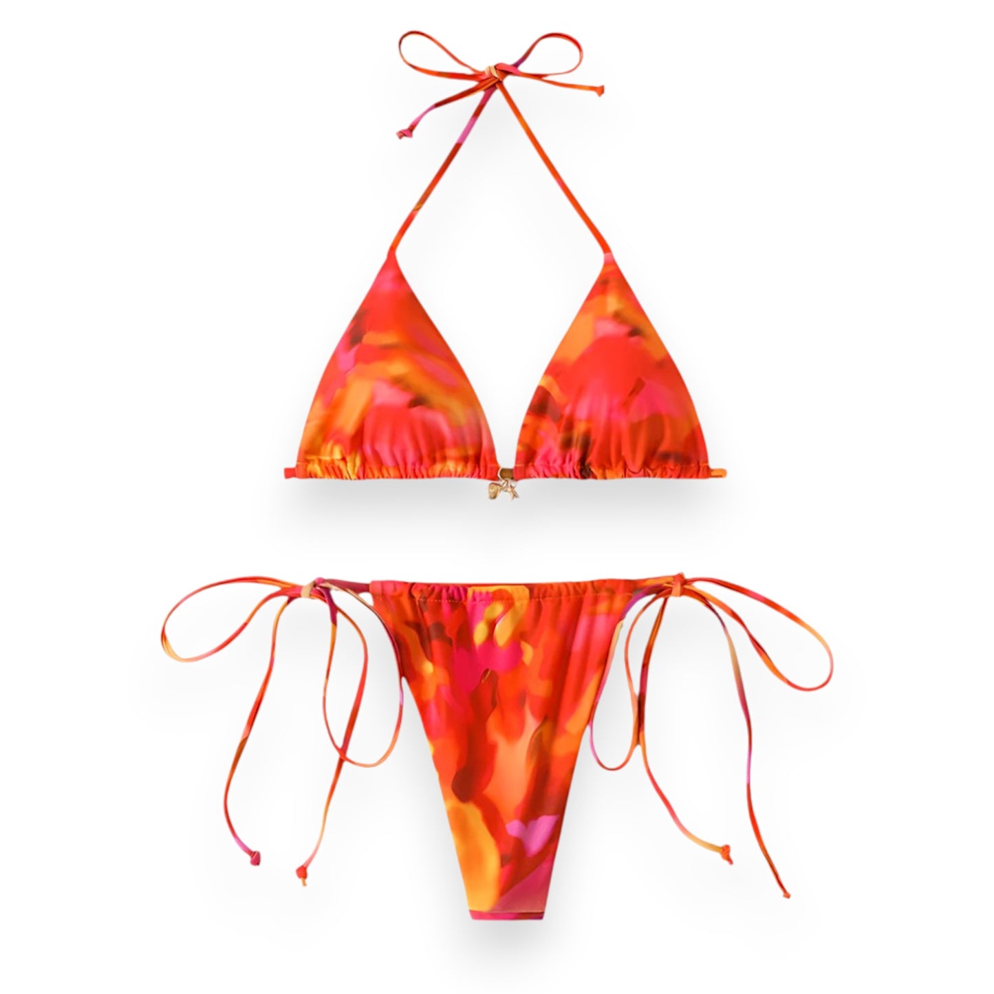 Women's Halter Bikini Top with Tie Side Thong – Sexy Triangle Two Piece Swimsuit