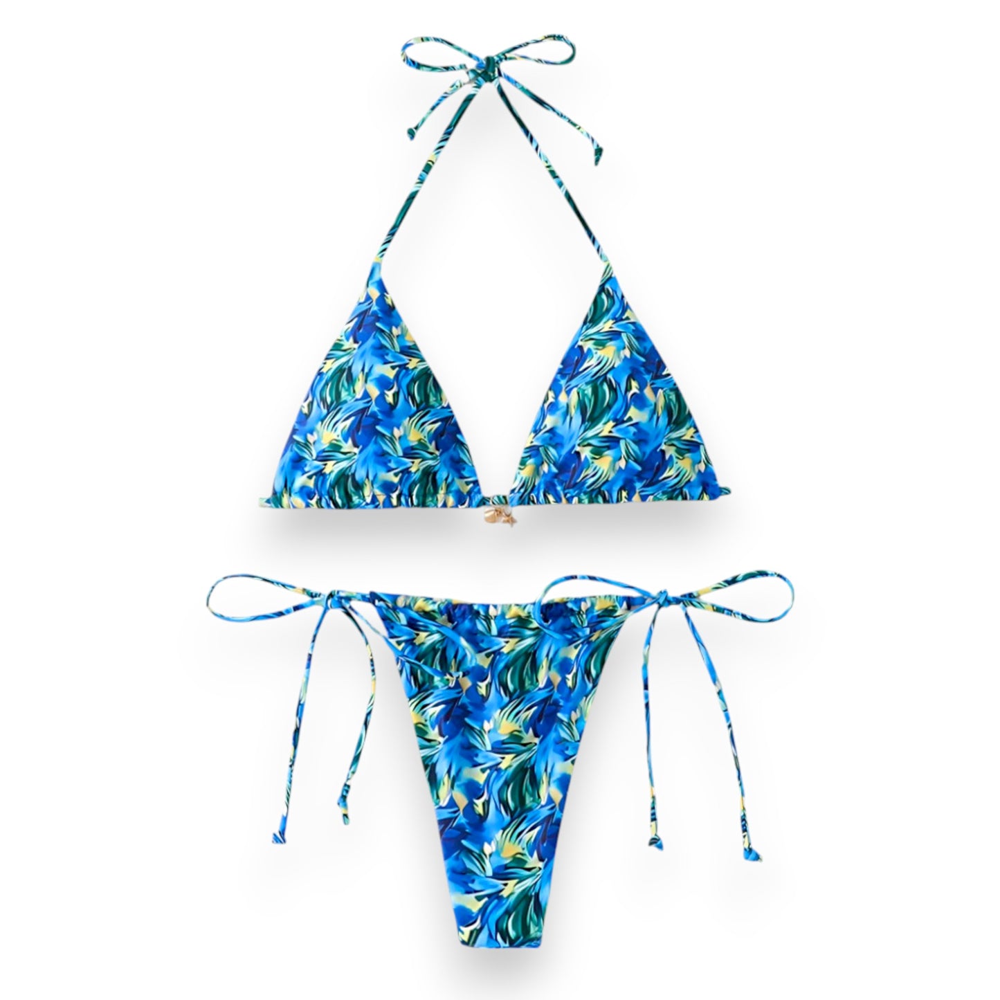 Women's Halter Bikini Top with Tie Side Thong – Sexy Triangle Two Piece Swimsuit