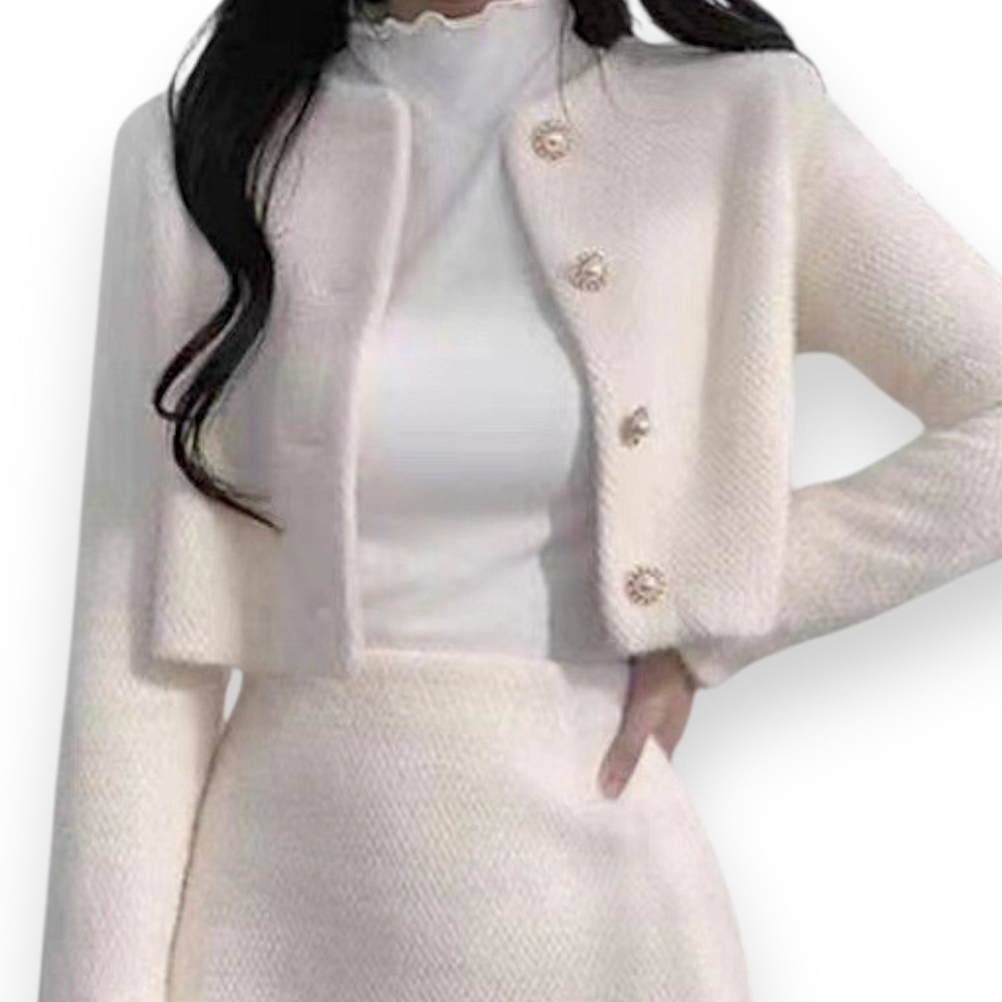 Korean Style Sweet Velvet Blazer & Mini Skirt Set – Long Sleeve Two-Piece Outfit