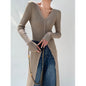 Slim-fit Slimming Elegant Single-breasted Sheath V-neck Knitted Dress