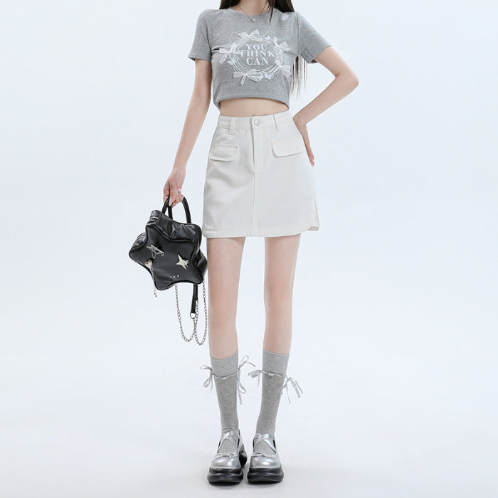 Irregular Half-length Denim Skirt