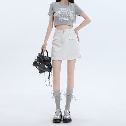 Irregular Half-length Denim Skirt