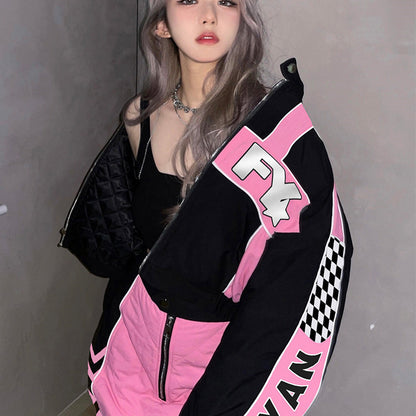 Women's Fashion Biker Baseball Jacket Skirt Set