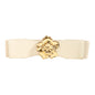 Elegant Women's Stretch Elastic Belt Metal Large Flower Needle Buckle Decorated Dress Shirt Waist Belt