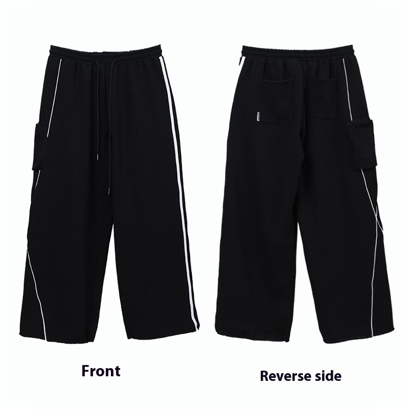 Black Asymmetric Stitching Sports Pants Long-sleeved Top